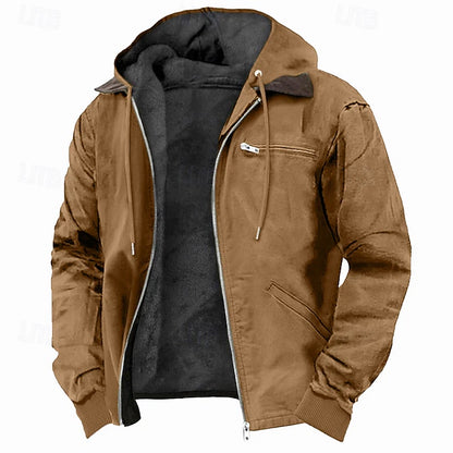 Men's Vintage Sherpa-Lined Full-Zip Hoodie | Fall & Winter Streetwear