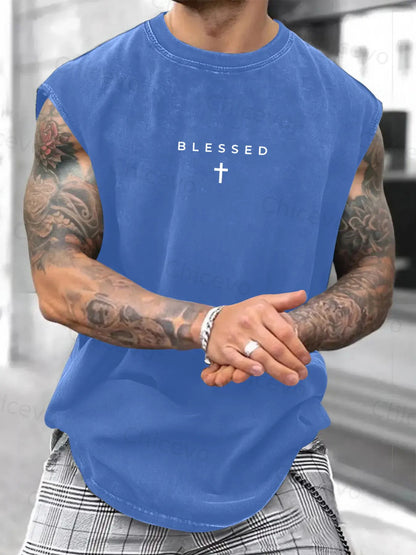 Men's Loose-Fit Sleeveless Short Graphic T-Shirt