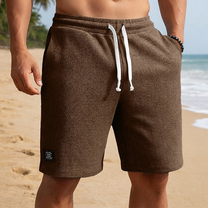 Men's Waffle Textured Shorts - Breathable & Stretchy for Beach or Daily Wear
