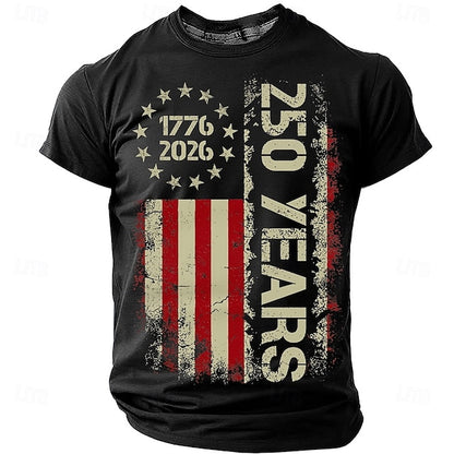 America's 250th Anniversary Men's American US Flag 1776 T Shirt Short Sleeve T shirt 3D Print Crew Neck Shirt